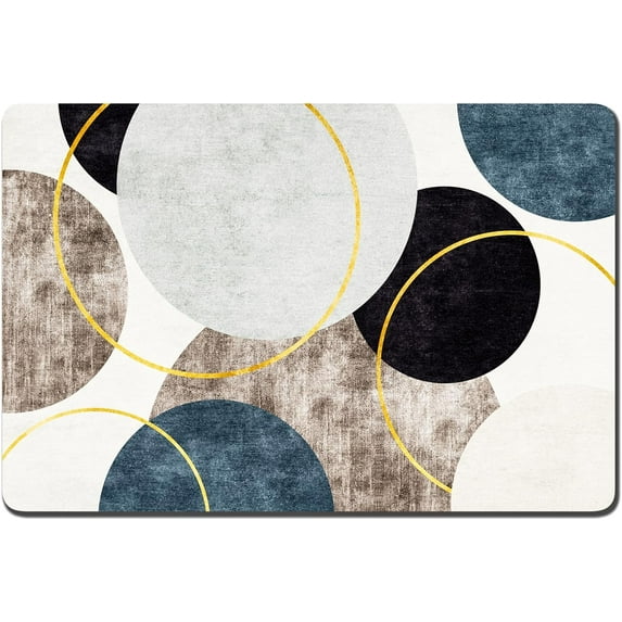 Dog Food Mat, 12"x19" Boho Dog Mat for Food and Water, Absorbent Dog Cat Bowl Mat Protect Floors, Cute Pet Food Mats for Dog Cat, Anti-Slip Rubber Pet Feeding Mat, Abstract Circle Pet Placemat