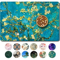 Dog Food Mat, 16" x 24" Flower Absorbent Dog Cat Bowl Mat for Food and Water, Cute Anti-Slip Rubber Pet Feeding Rug Protect Floors, Placemat for Feeding & Watering Supplies, Green