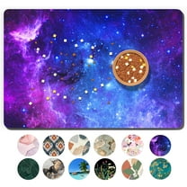 Dog Food Mat, 16" x 24" Nebula Absorbent Dog Cat Bowl Mat for Food and Water, Cute Anti-Slip Rubber Pet Feeding Rug Protect Floors, Placemat for Feeding & Watering Supplies, Blue Purple