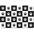 thumbnail image 1 of Dog Food Mat, 16"x24" Dog Mat for Food and Water, Absorbent Cat Bowl Mat Protect Floors, Cute Cat Food Mat for Feeding & Watering Supplies, Pet Feeding Mat, Black White Footprint, 1 of 6