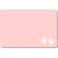 thumbnail image 1 of Dog Food Mat, 16"x24" Dog Mat for Food and Water, Absorbent Cat Bowl Mat Protect Floors, Cute Cat Food Mat for Feeding & Watering Supplies, Pet Feeding Mat, Pink Footprint Pet Placemat, 1 of 6