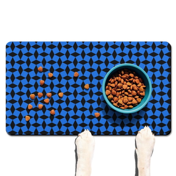 Dog Food Mat 16x24 Inch Pet Feeding Mat with Classic Red and Black Buffalo Plaid Print, Durable Absorbent Waterproof Non-Slip Mat, Quick Dry, Easy Clean Vintage Checkered Design