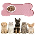 thumbnail image 1 of Dog Food Mat Anti-Slip Silicone Dog Bowl Mat Thicker Pet Placemat Waterproof Cat Feeder Pad with Raised Edge Puppy Kitten Feeding Mats Suitable Small Medium-Sized,Pink 10" x 20", 1 of 5