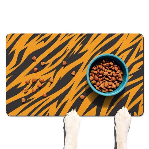 Dog Food Mat with Glitter Leopard Print, Absorbent Waterproof Pet Feeding Mat, Non-Slip, Quick Dry, Easy Clean Mat Featuring Fashionable Animal Spots and Texture