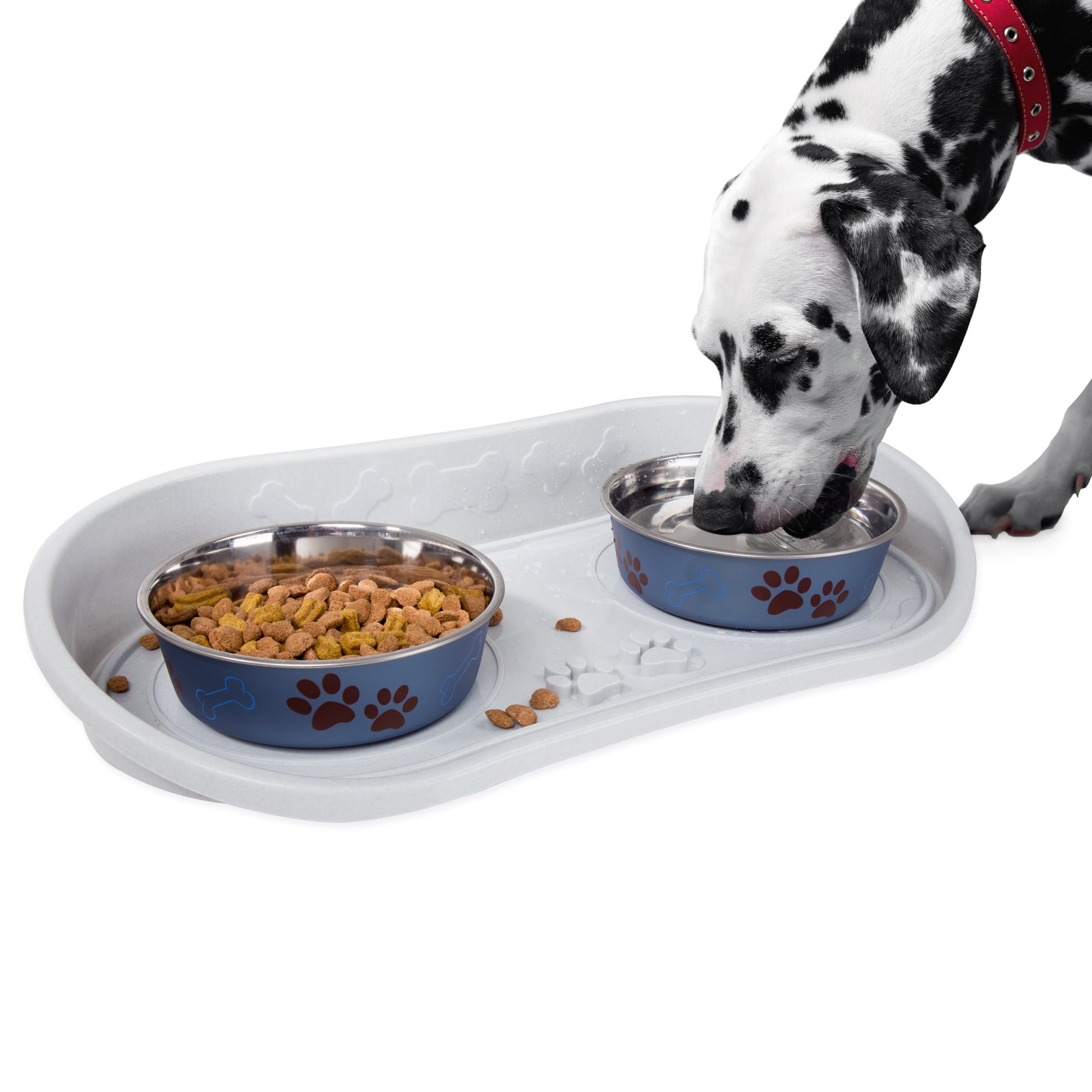 Dog Food Mat - Non-skid Placemat with Raised Edge for Dog or Cat