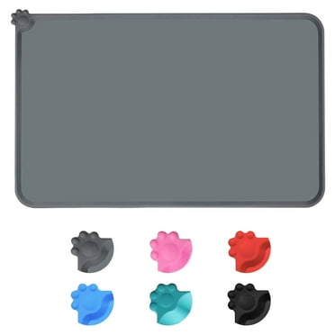 Dog Food Mat, Silicone Dog Cat Bowl Mat, Non Slip Waterproof Pet Feeding Mat FDA Grade Food Container Placemat for Small Animals