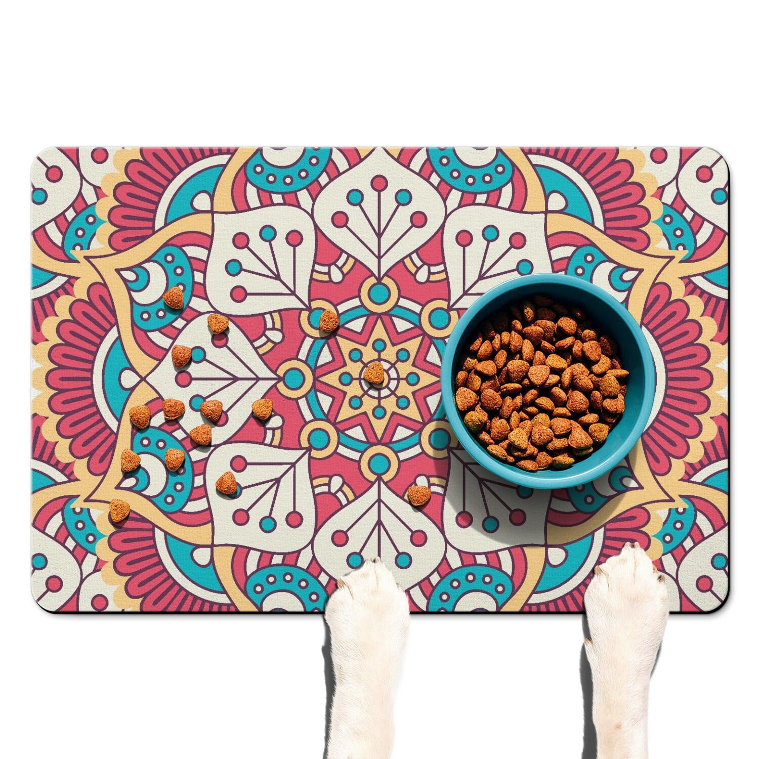 Zen Mat Dog Food Mat with Vintage Abstract Spiritual Zen Mystic Cultural ...