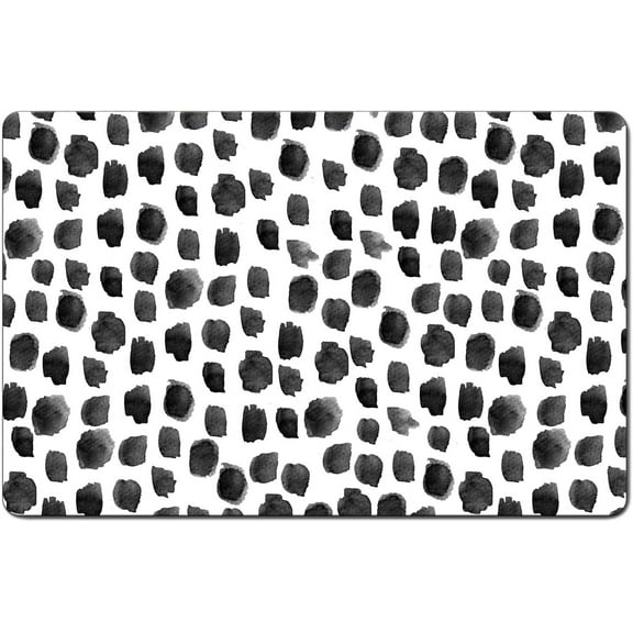 Dog Food Mats for Floors, 16"x24" Non-Slip Super Absorbent Pet Food Mat, Dishwasher Dog Mat for Food and Water, Cute Rubber Pet Feeding Mat for Dog Cat(Black Polka Dot)