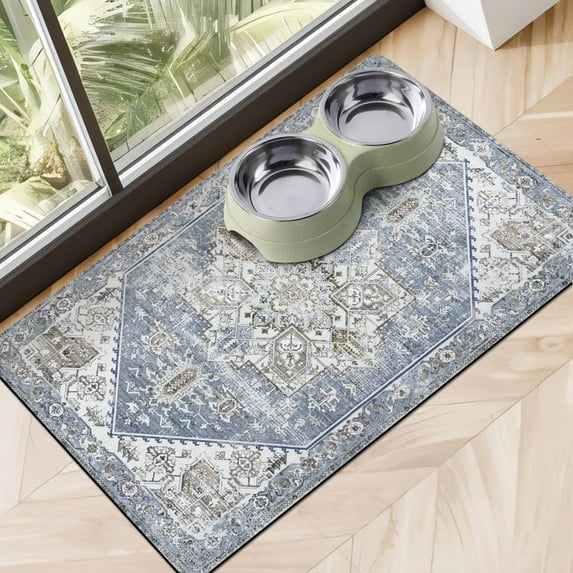 Dog Food Mats for Floors Absorbent, Pet Cat Food Mat - Non Slip Dog Bowl Mats for Food and Water, Eco-Friendly Boho Dog Placemats Feeding Mat Pet Supplies