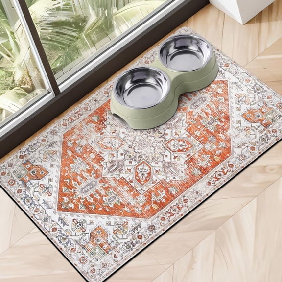 Dog Food Mats for Floors, Absorbent Quick Dry Pet Cat Food Mat, Dog Bowl Mats for Food and Water Dispenser Mat, Eco-Friendly Dog Accessories Pet Supplies 12"x20"