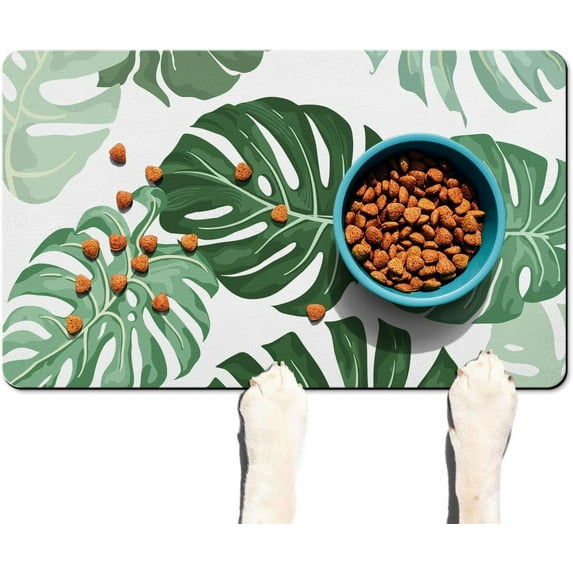 Dog Food Mats for Floors Absorbent, Pet Cat Food Mat - Quick Dry Dog Bowl Mats for Food and Water, Eco-Friendly Boho Pet Supplies