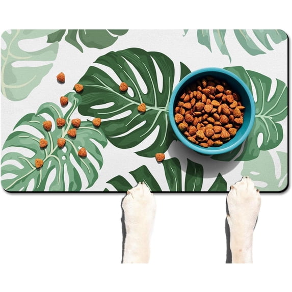 Dog Food Mats for Floors Absorbent, Pet Cat Food Mat - Quick Dry Dog Bowl Mats for Food and Water, Eco-Friendly Boho Pet Supplies