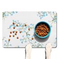 thumbnail image 1 of Dog Food Mats for Floors Absorbent Water Non-Skid Dog Bowl Mat Botanical Simple Blue Pet Feeding Mat Dog Water Bowl Mat for Messy Drinker, 1 of 7