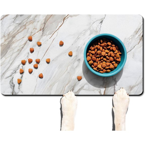 Dog Food Mats for Floors Super Absorbent, Pet Cat Food Mat - Non Slip Dog Bowl Mats for Food and Water, Eco-Friendly Boho Dog Placemats Feeding Mat