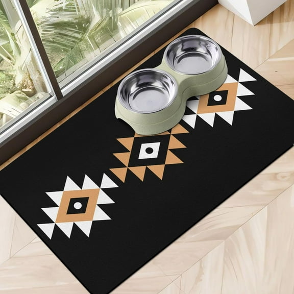 Dog Food Mats for Floors Super Absorbent, Pet Cat Food Mat - Non Slip Dog Bowl Mats for Food and Water, Eco-Friendly Boho Dog Placemats Feeding Mat