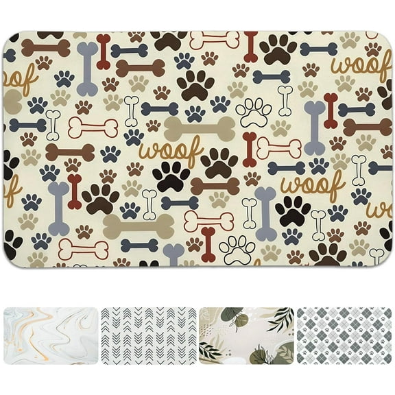 Dog Food Mats for Floors Waterproof, Dog Cat Water Bowl Mats Pet Feeding Absorbent Mat Dog Cat Pet Placemats for Food and Water Beige 12 * 20 inch