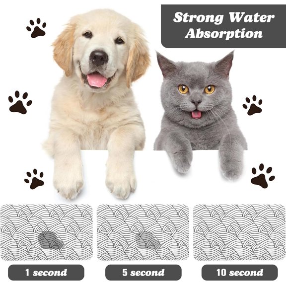 Dog Food Mats for Floors Waterproof, Dog Cat Water Bowl Mats Pet Feeding Absorbent Mat Dog Cat Pet Placemats for Food and Water Bohemia 12 * 20 inch