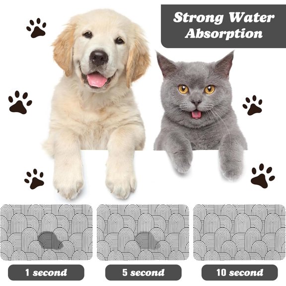 Dog Food Mats for Floors Waterproof, Dog Cat Water Bowl Mats Pet Feeding Absorbent Mat Dog Cat Pet Placemats for Food and Water Bohemia 12 * 20 inch