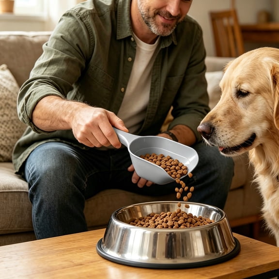 Dog Food Scoop, Multipurpose Thickened Plastic Pet Food Spoon – Versatile Rice Paddle & Scoop for Dry Kibble, Easy-Clean, Sturdy Ladle for Dogs & Cats Supplies,Gray