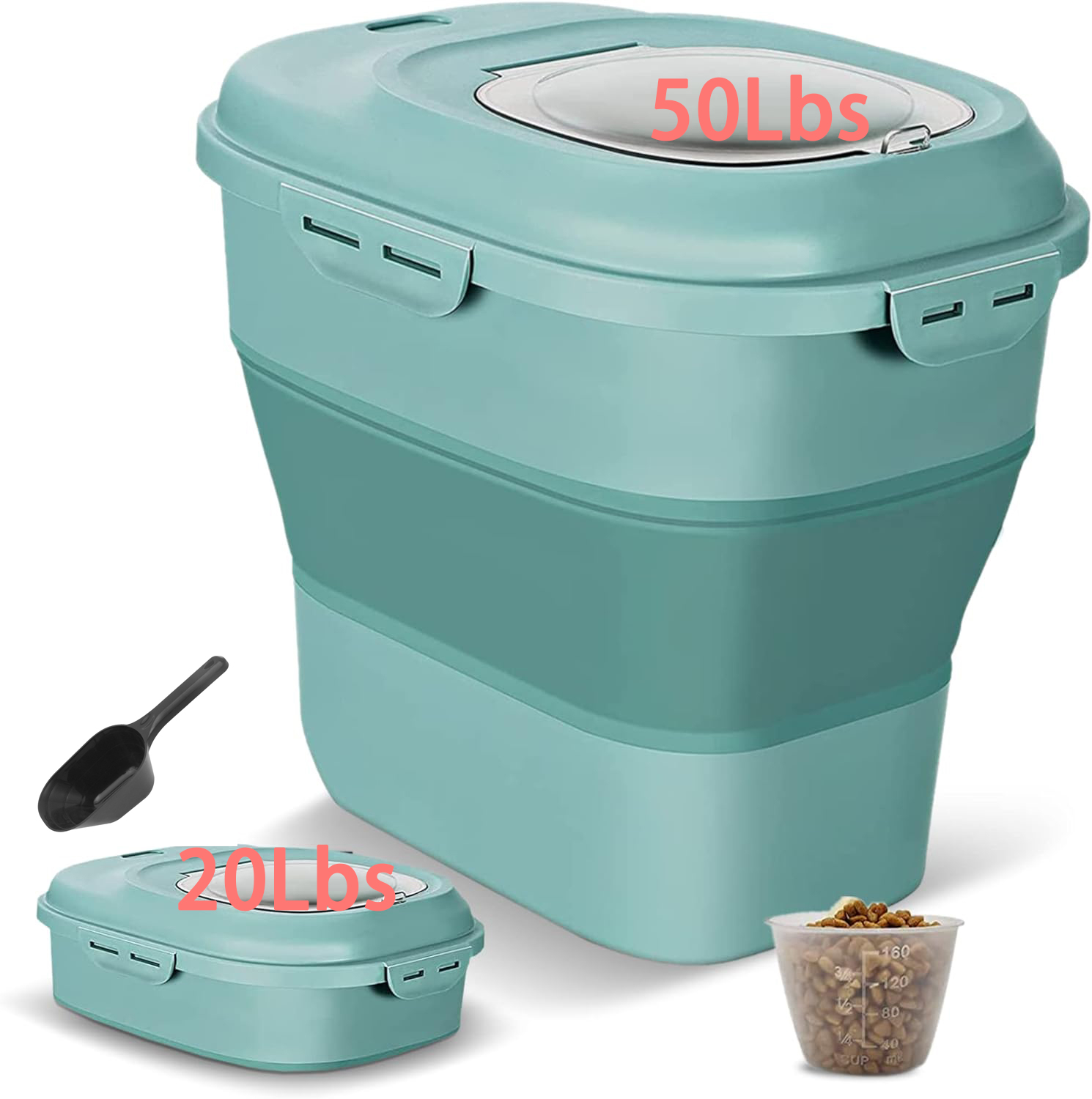 Vibrant Life Plastic Pet Food Storage Container with Locking Lid, Extra