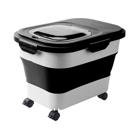 Dog Food Storage Container Collapsible Dog Food Container Kitchen Grains Container Airtight Tank Organizer 10kg Rice Box for Nuts, Pet Food Black