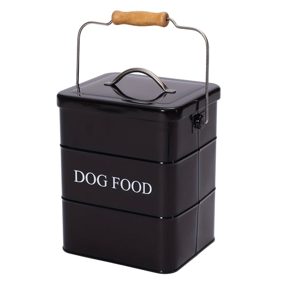 Dog Food Storage Container - Metal Vintage Canister with Tight Fitting Lid, Pet Food Storage Bin for Dogs & Cats