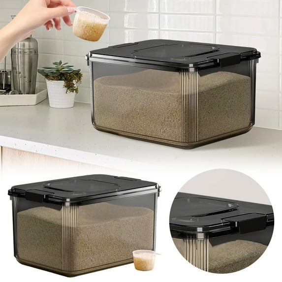 Dog Food Storage Container, Pet Food Sealed Container, Pantry Grain Storage Tub, Stackable Design, Large Capacity,For Storing Birdseed Or Livestock Feed(5kg,Black)