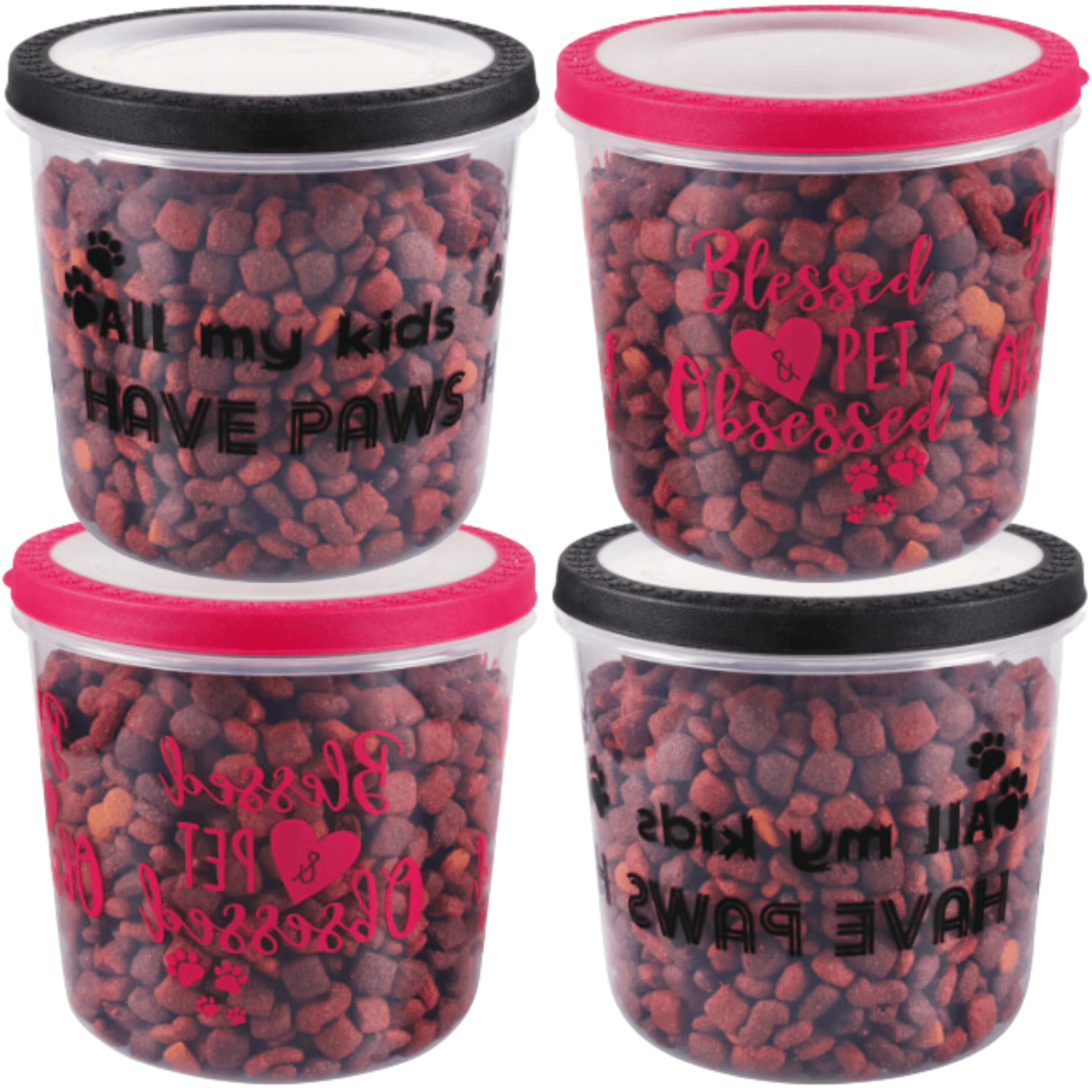 Dog Food Storage Container, Treats Container for Dog & Cats, 4 Pack Assorted Colors by Osnell USA