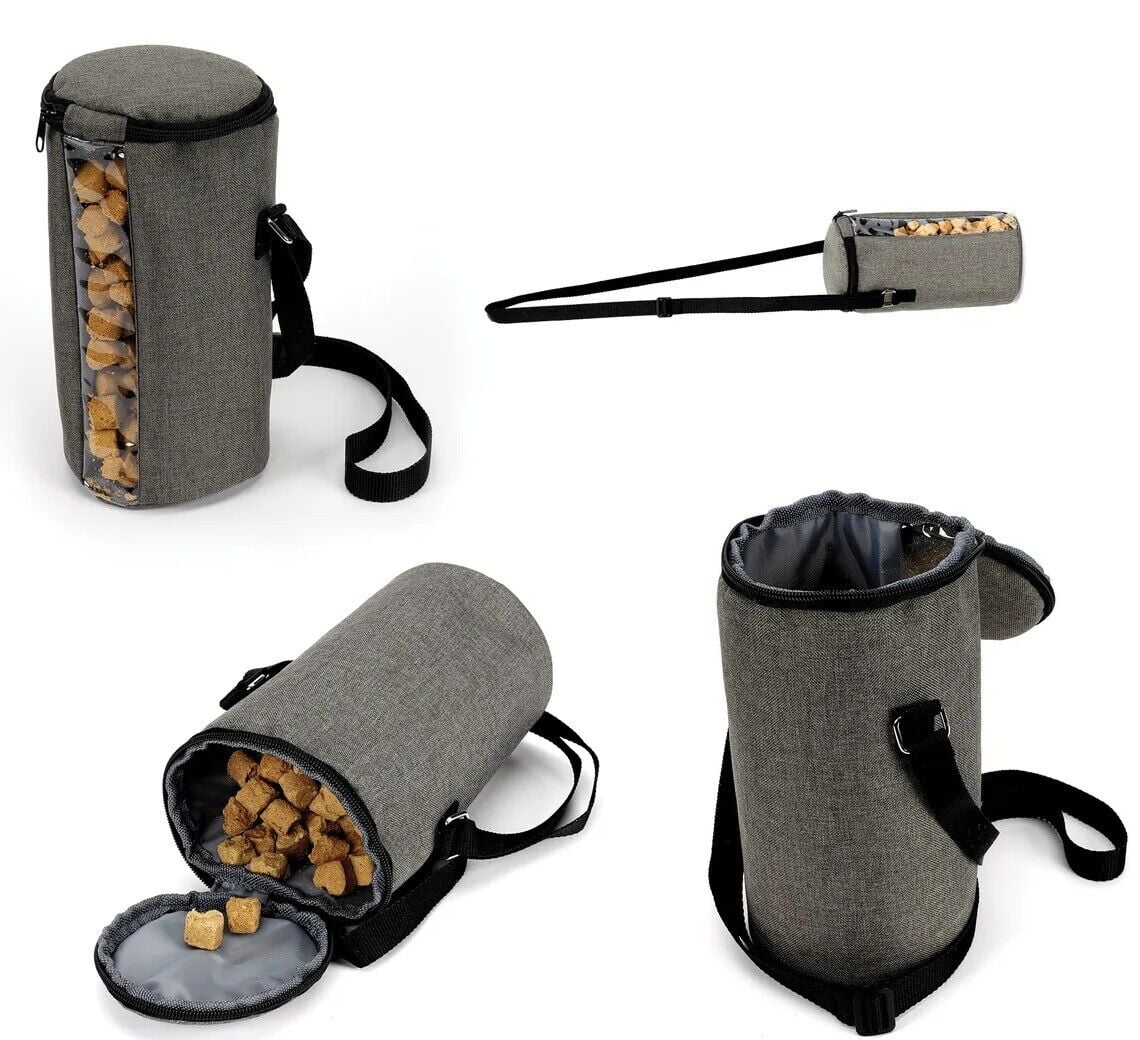 Dog Food Travel Bag Heavy Duty Denim Zipper Lid Water Resistant Hands