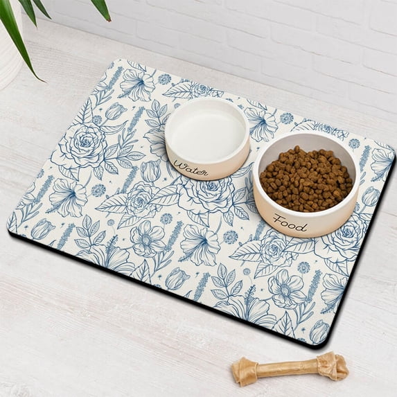 Dog Food & Water Mat, Pet Feeding Mat for Floor Non-Slip Waterproof, Super Absorbent Cat Bowl Mat, Easy to Clean Eco-Friendly Durable Pet Placemat