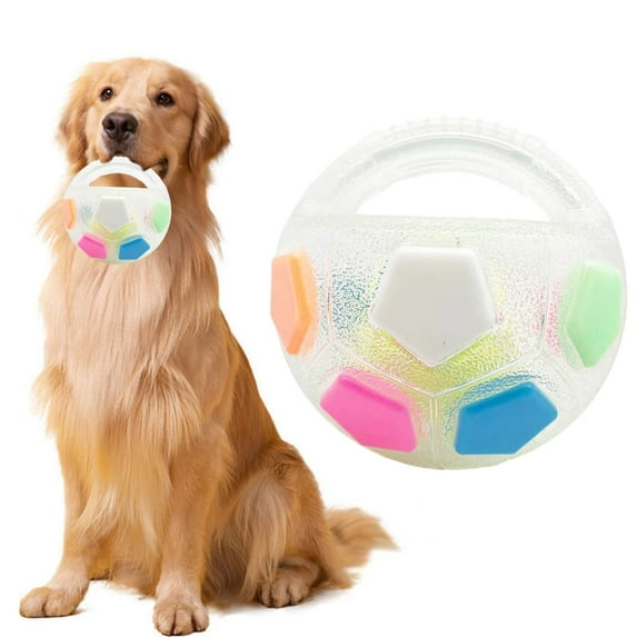 Dog Football Toy Rubber Squeaky Ball Interactive Pet Play Training Outdoor Water Games Chew Resistant Dog Calming Ball Self Entertainment Toy for Dogs 7inch