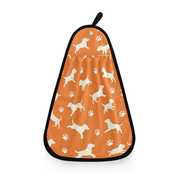 Dog Footprint Pattern Hand Towel Quick Drying Home Storage Kitchen Towel Hooks Dish Cloths