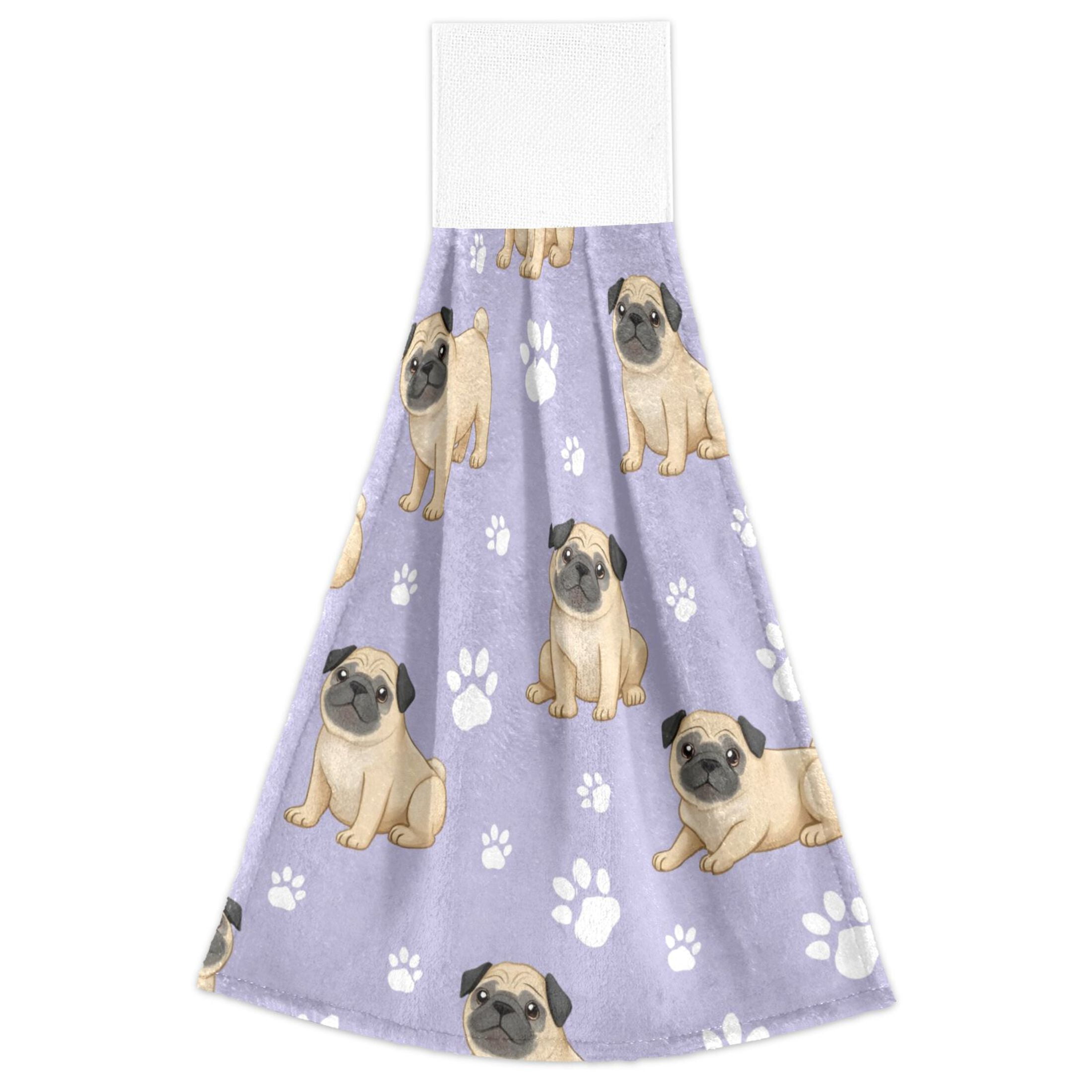 Dog Footprint Pattern Hand Towels 2 Pack Quick Dry Velvet Soft with ...