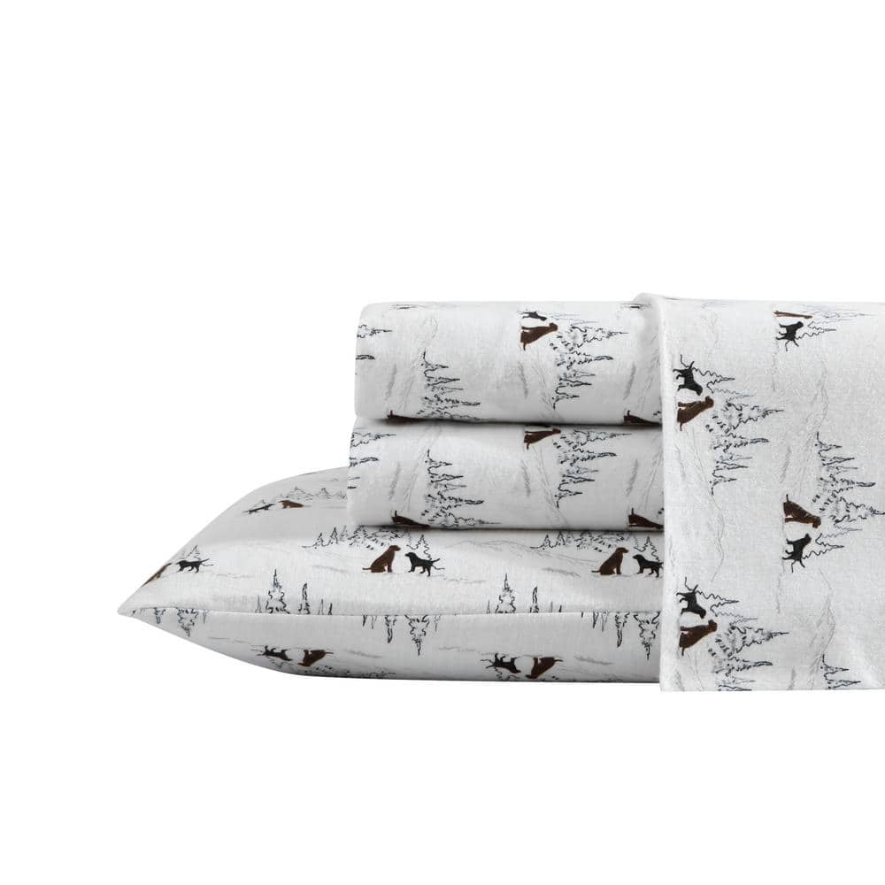 Dog Friends 4Piece White Cotton Queen Sheet Set