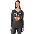 thumbnail image 1 of Dog Friends Women's Juniors Long Sleeve Thermal T-Shirt Waffle-Knit Graphic Top (Size XS, Grey House Party), 1 of 1