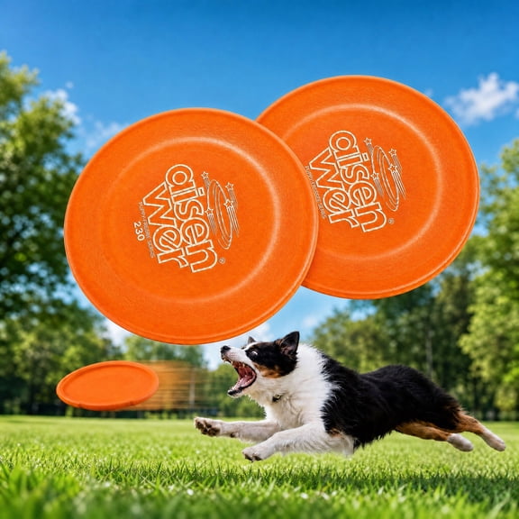Dog Frisbee, 2 Pack 9" Natural Rubber Flying Disc Fetch interactive Dog Toys for Medium & Large Dogs, Lightweight Dog Flyer Toys
