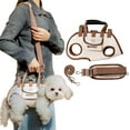 thumbnail image 1 of Dog Full Body Lift Harness for Small Dogs, Outdoor Pet Bag Hands Free Shoulder Yorkie Carrier, Adjustable Breathable Vest Straps with Small Puppy Treat Bag, Beige, 1 of 7