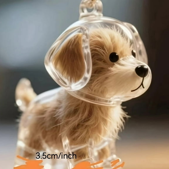 Dog Fur Keepsake Keychain – Mini Transparent Capsule to Preserve Pet Hair, Portable Memorial Charm for Dogs, Heartfelt Gift for Pet Owners