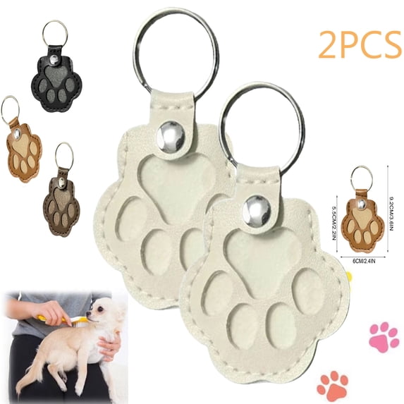 Dog Fur Storage Keychain, Cute Leather Paw Keychain Pet Hair Keepsake Keyring, Cat Paw Shaped Keychain, Pet Memorial Gifts for Bag Purse Paw Charm Key Holder