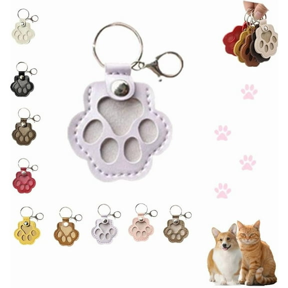 Dog Fur Storage Keychain, Cute Leather Paw Keychain Pet Hair Keepsake Keyring, Unique Memorial Collection Key chain, Pet Memorial Gifts for Bag Purse Paw Charm Key Holder