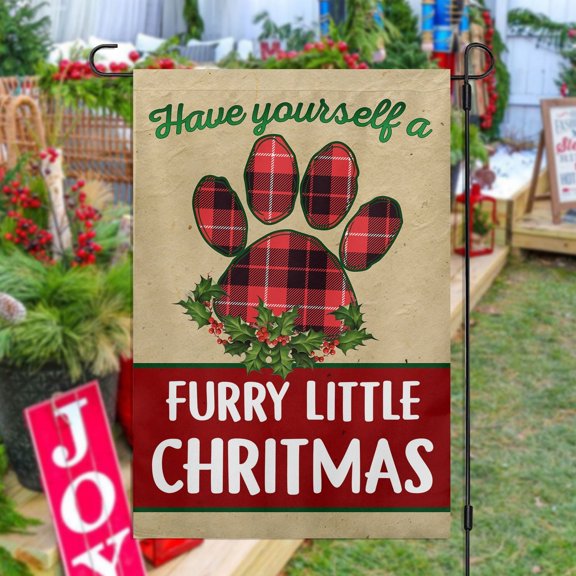 Dog Furry Little Winter Outdoor Yard Decor For Dog Lovers, 12x18 POLE NOT INCLUDED