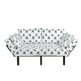 thumbnail image 1 of Dog Futon Couch, Husky Puppy Siberian Energetic Pet Alaskan Origin Sketch Style Cartoon Cold, Daybed with Metal Frame Upholstered Sofa for Living Dorm, Loveseat, Blue Grey Black White, by Ambesonne, 1 of 4