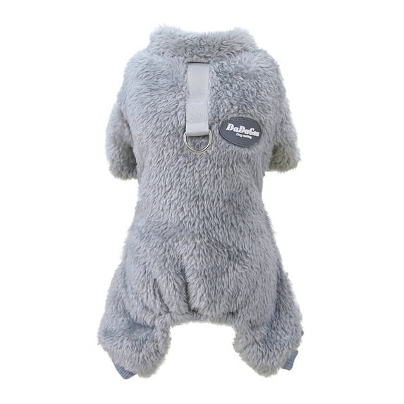 Dog Fuzzy Pajamas with D-Ring, Lightweight Velvet 4 Legs Pet Jumpsuit, Dog Winter Clothes for Small Dogs, Cat Apparel