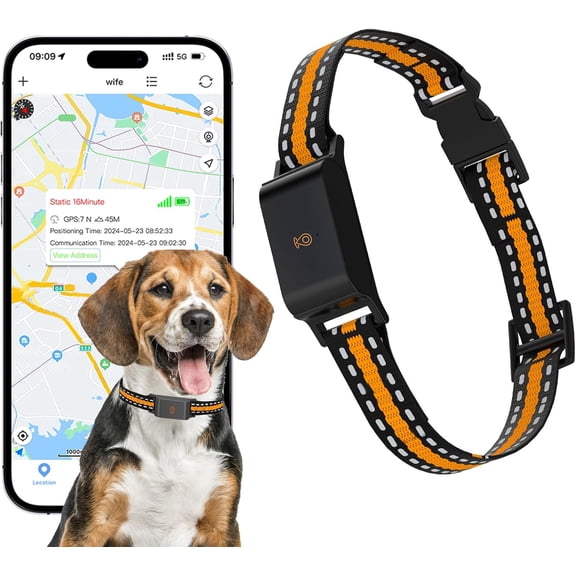 Dog GPS Tracker, Live Pet Tracker with Virtual Fence, Waterproof Anti-Lost Real-Time Tracking Breakaway Collar, Smart App Monitor Activity (Subscription 1 Year Free) (Black)