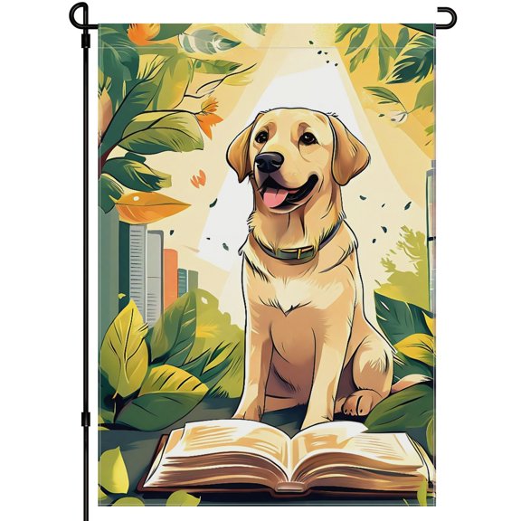 Dog Garden Flag, Nature Landscape Golden Retriever Washable Garden Flags for Outdoor Cute Dog Face Double-Side Garden Flag for Outdoor, for Lawn House Porch Backyard Decoration 28x40 Inches
