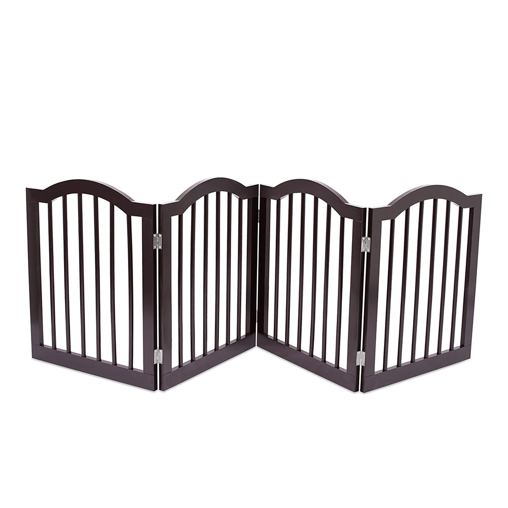 Dog Gate, 24in H x 80in W Pet Barrier for Small or Older Dog, Free Standing Folding Pet Gate