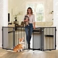 thumbnail image 1 of Dog Gate, Domipet Pet Gate Freestanding, 80''Extra Wide Dog Gate 32''Height Pet Playpen for Doorways, Black, 1 of 10