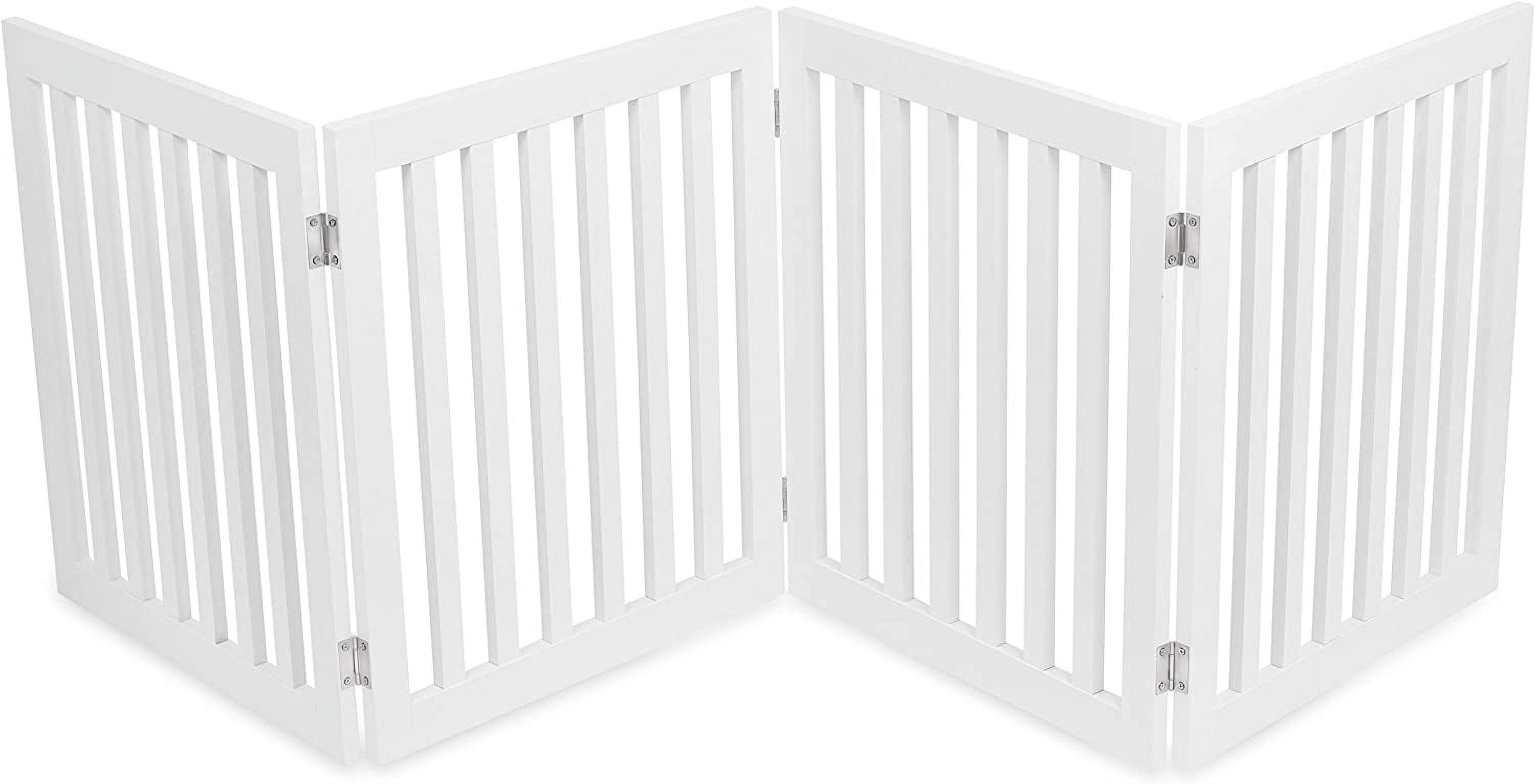 Dog Gate Indoor Freestanding Pet Barrier, Folding Wood Dog Fence, Extra