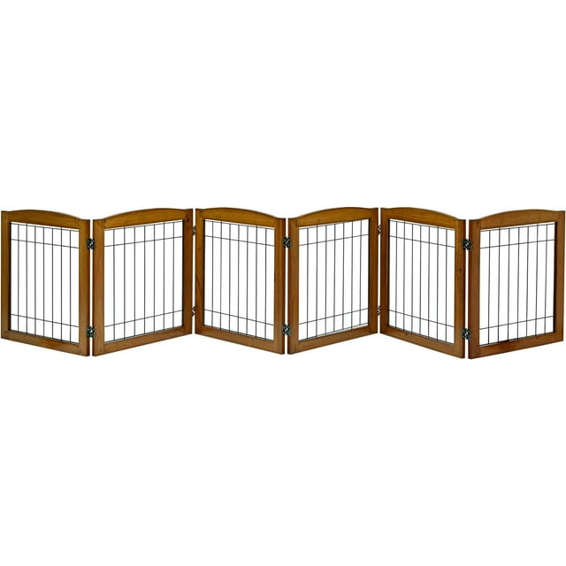 Dog Gate Indoor Freestanding,Wire Pet Gate Foldable Wooden Dog gate for