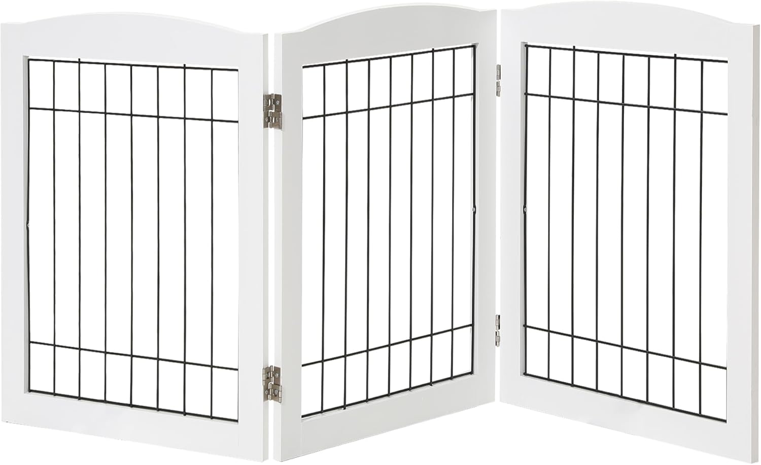 Dog Gate Indoor Freestanding,Wire Pet Gate Foldable Wooden Dog gate for